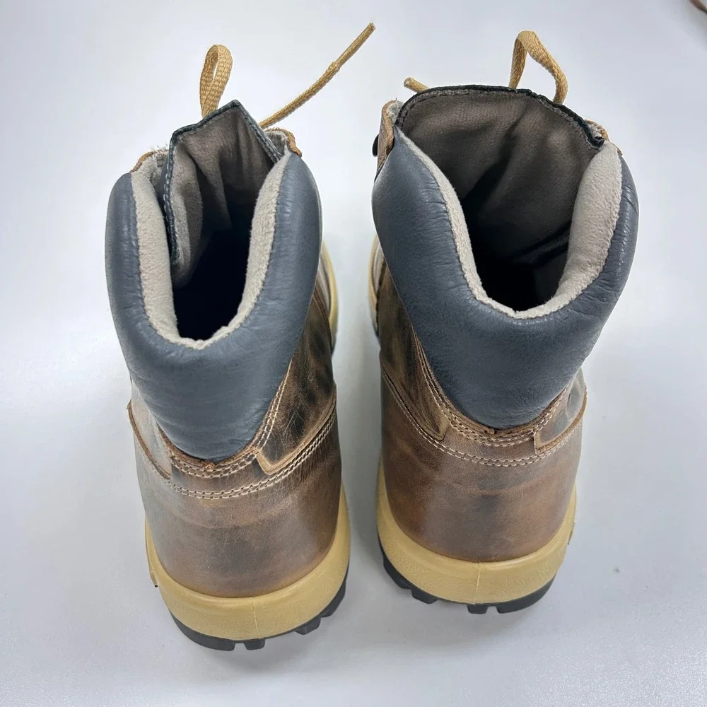 New Holland Agriculture Mens Distressed Brown Leather Work Boots Lace Up Rugged